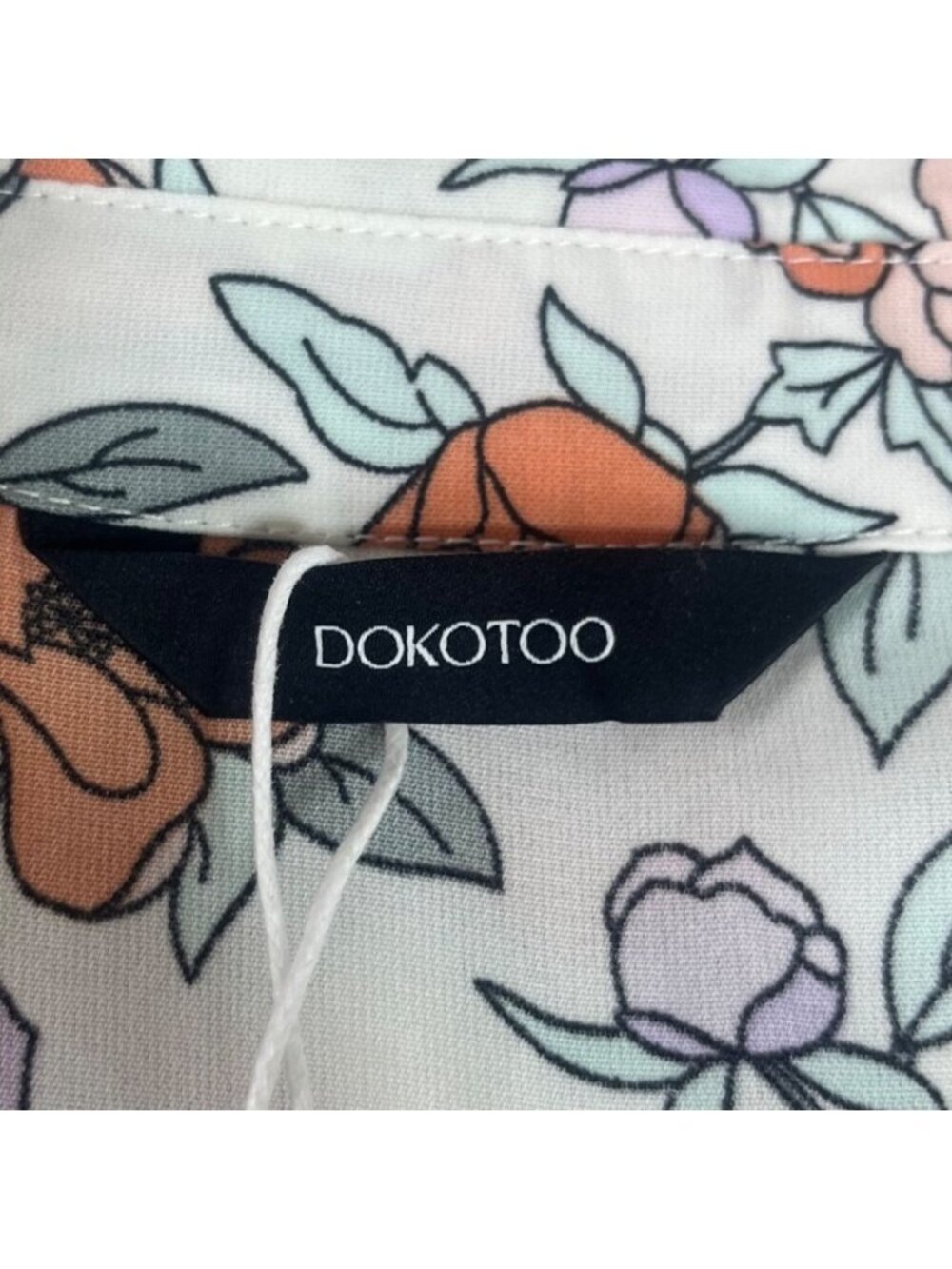 Dokotoo Floral Long Sleeve Maxi Dress Boho Large White Orange New - Picture 7 of 13